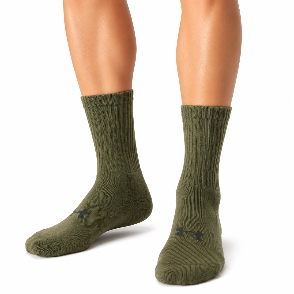 Socken 43-46 aus Textil in Olivgrün mit Rippstrick für Alltag und Sport
