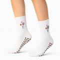 Sportsocken 43-46 Weiß mit Tennismotiv und rutschhemmender Sohle