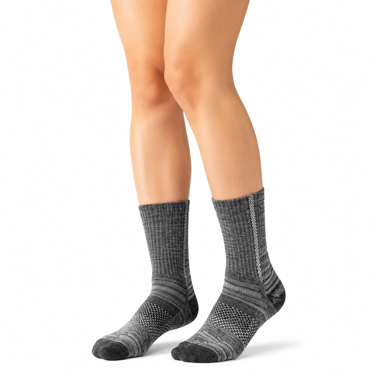 Socken 35-38 aus Textilfasermischung in Dunkelgrau mit geripptem Schaft