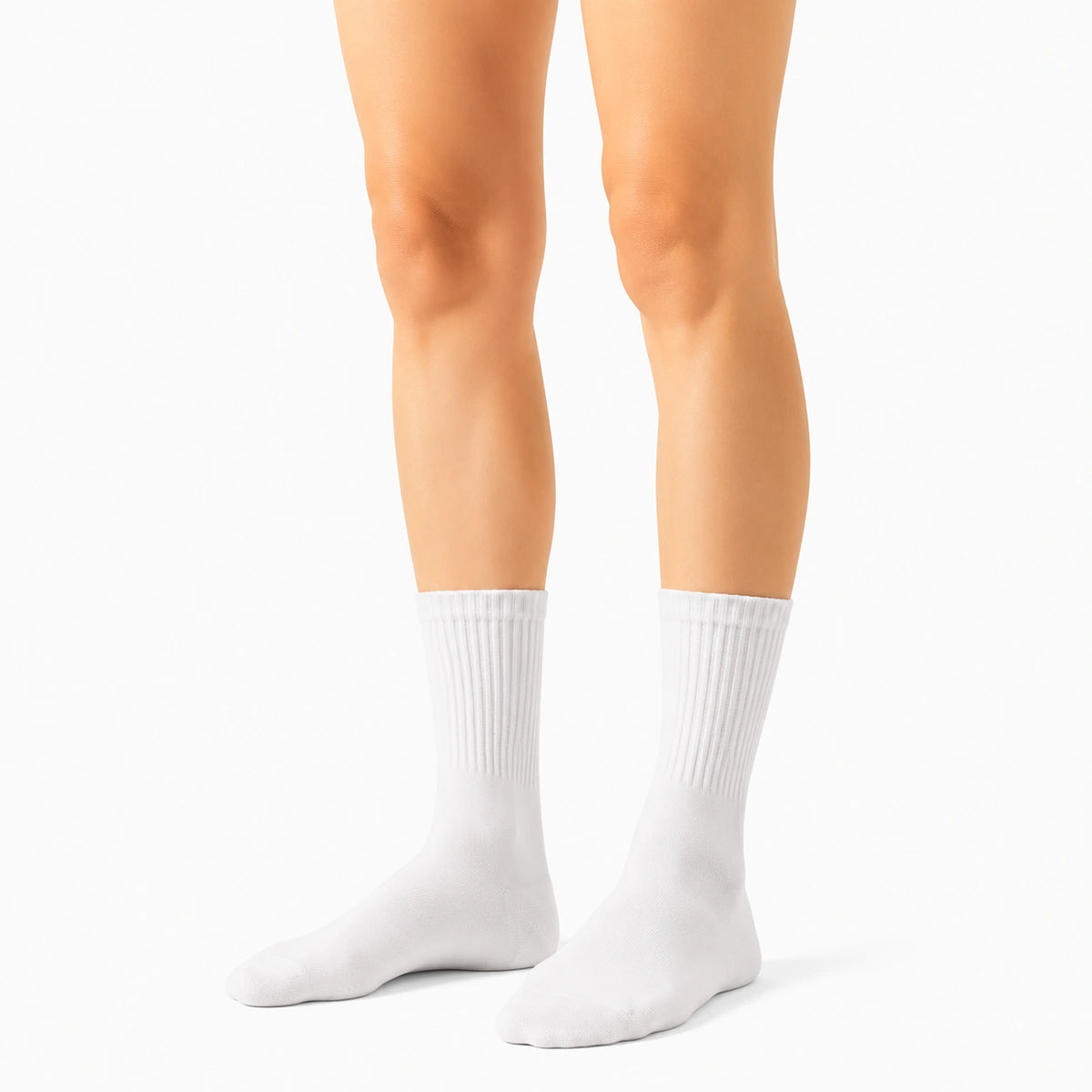 Socken 35-38 Weiß gerippt mit mittelhohem Schaft für Alltag und Sport