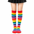 Kniestrümpfe Größe 39-42 aus Textilstrick in Regenbogenfarben gestreift