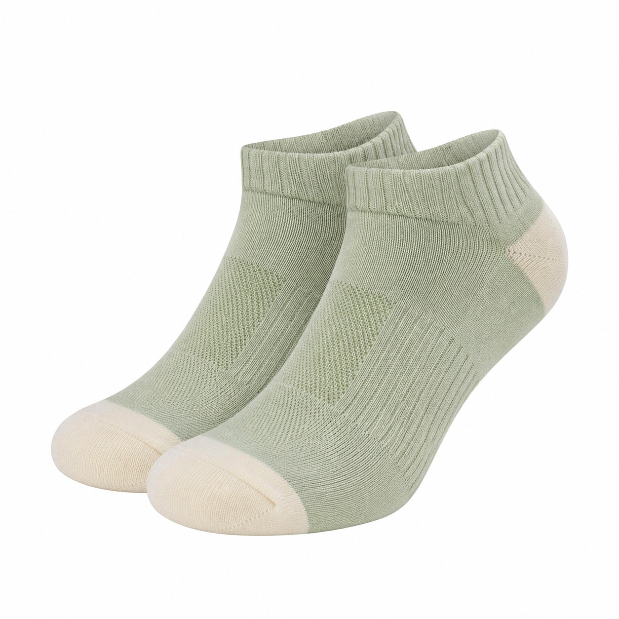 Sneakersocken 35-38 aus Textilstrick in Salbeigrün Creme für Alltag mit geripptem Bund
