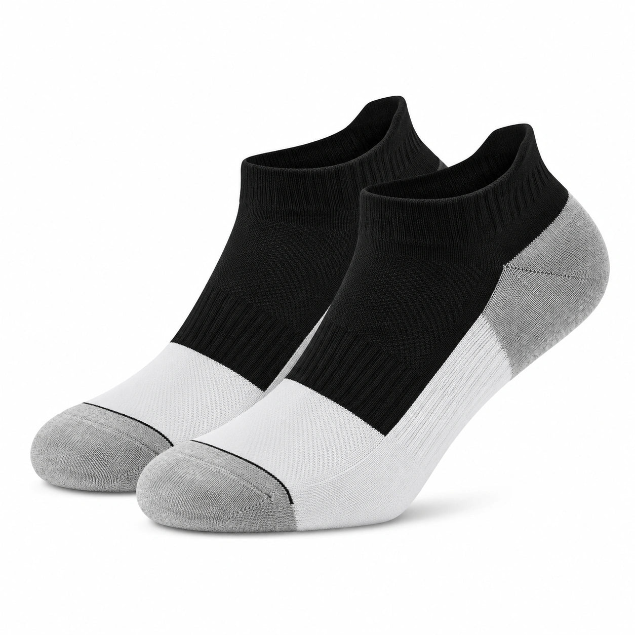 Sneakersocken Größe 39-42 aus Textil Schwarz Weiß Grau mit geripptem Bund