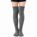Overknee Socken Größe 39-42 aus weichem Synthetikplüsch Grau für warme Wintertage