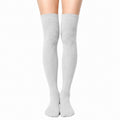 Oberschenkelsocken 35-38 aus Textil Grau - lange Stricksocken für Erwachsene