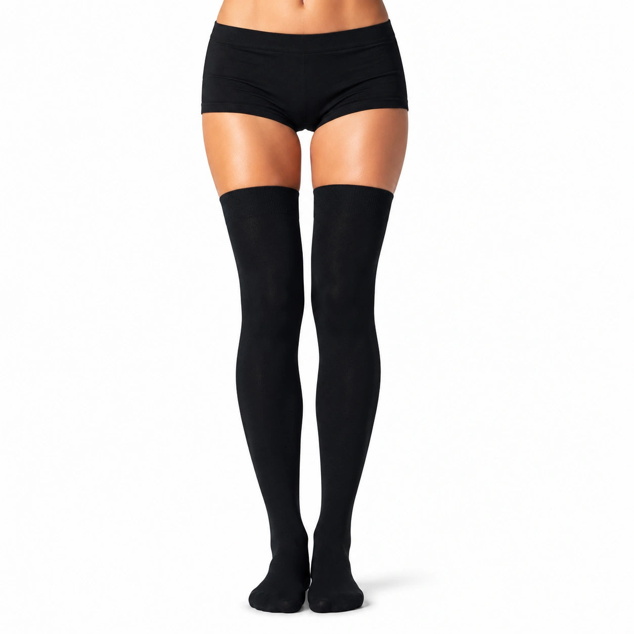 Overknee Socken 35-38 Schwarz elastisches Textilmaterial schlicht